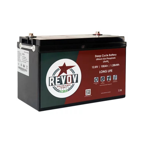 REVOV 12V 100Ah 1.280kWh Battery with LiFePO4