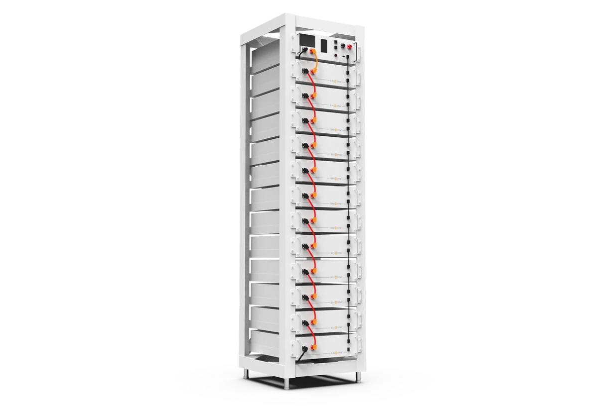 Sunsynk 61.44kWh High Voltage Lithium-Ion Storage System, scalable energy storage, renewable energy solution.