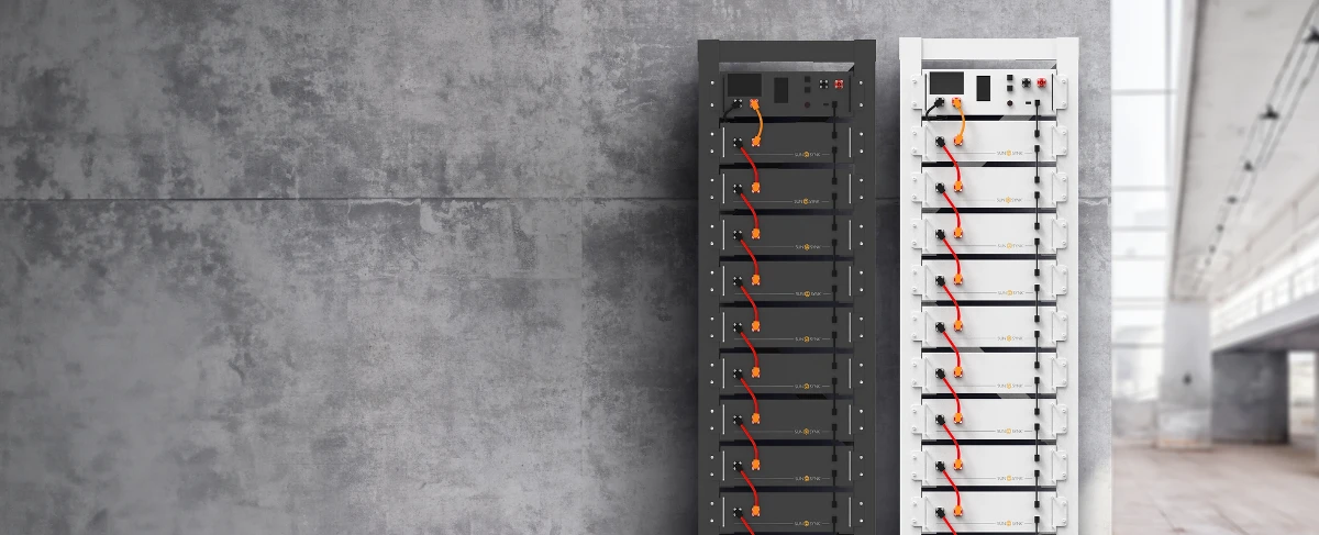 Sunsynk 61.44kWh High Voltage Lithium-Ion Storage System, scalable energy storage, renewable energy solution.