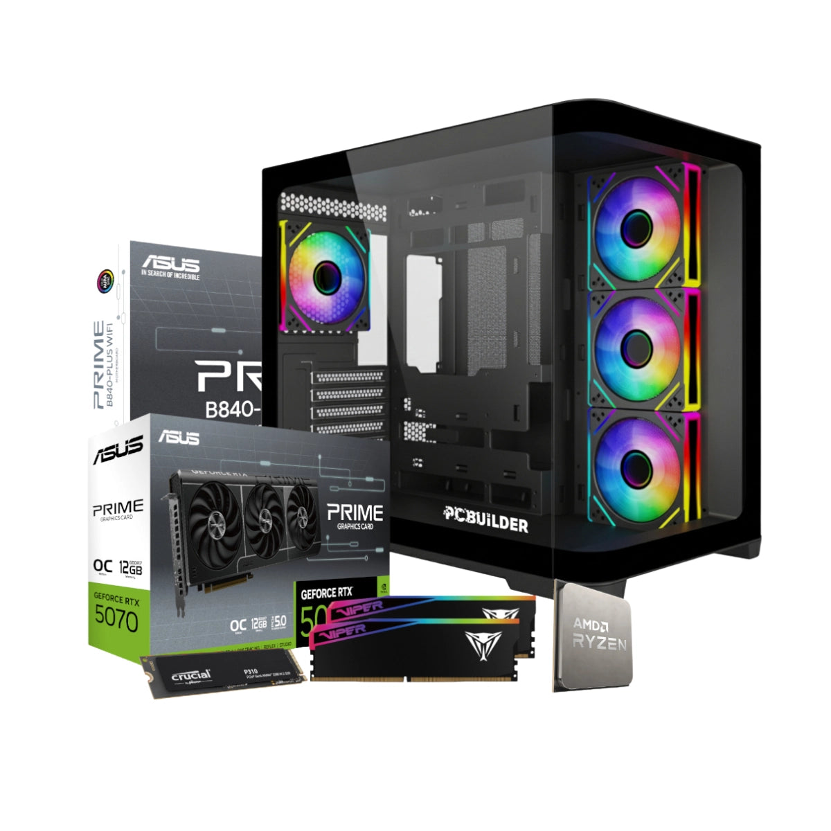 PCBuilder MAVERICK Ryzen 5 7600 & RTX 5070 Gaming PC