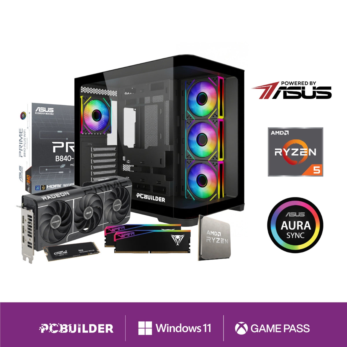 PCBuilder Ryzen 5 7600 SEEKER Windows 11 Gaming PC