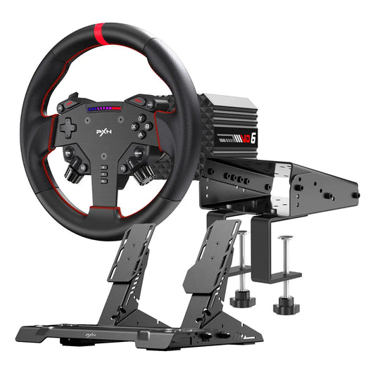 PXN VD6 Direct Drive Sim Racing Wheel with PD-HM Dual Pedal and Z9 Clamp - Bundle