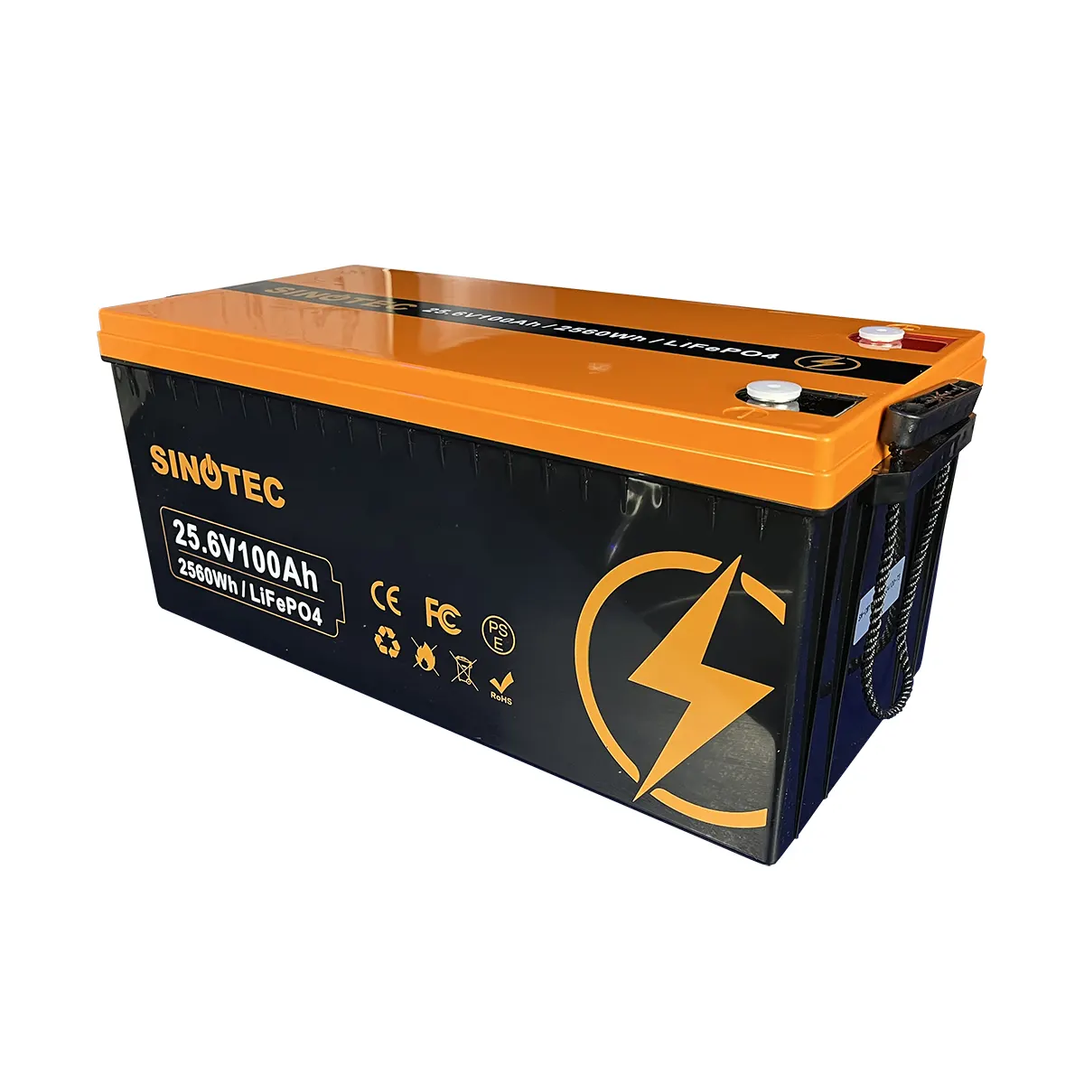 SINOTEC 24V LiFePO4 Battery 2.5kW 100Ah with Battery Management System and IP65 Protection