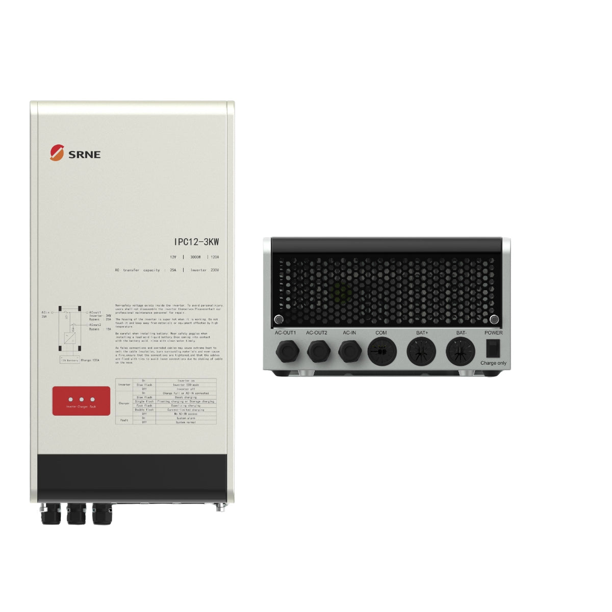 SRNE: 3KW IPC Series Low Frequency Pure Sine Wave Transformer Inverter 12V