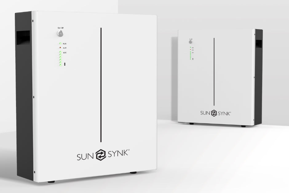 Sunsynk 5.32kW 51.2V 104Ah Battery – Wall-mounted lithium iron phosphate (LFP) energy storage with advanced BMS, scalable up to 42.56kWh.