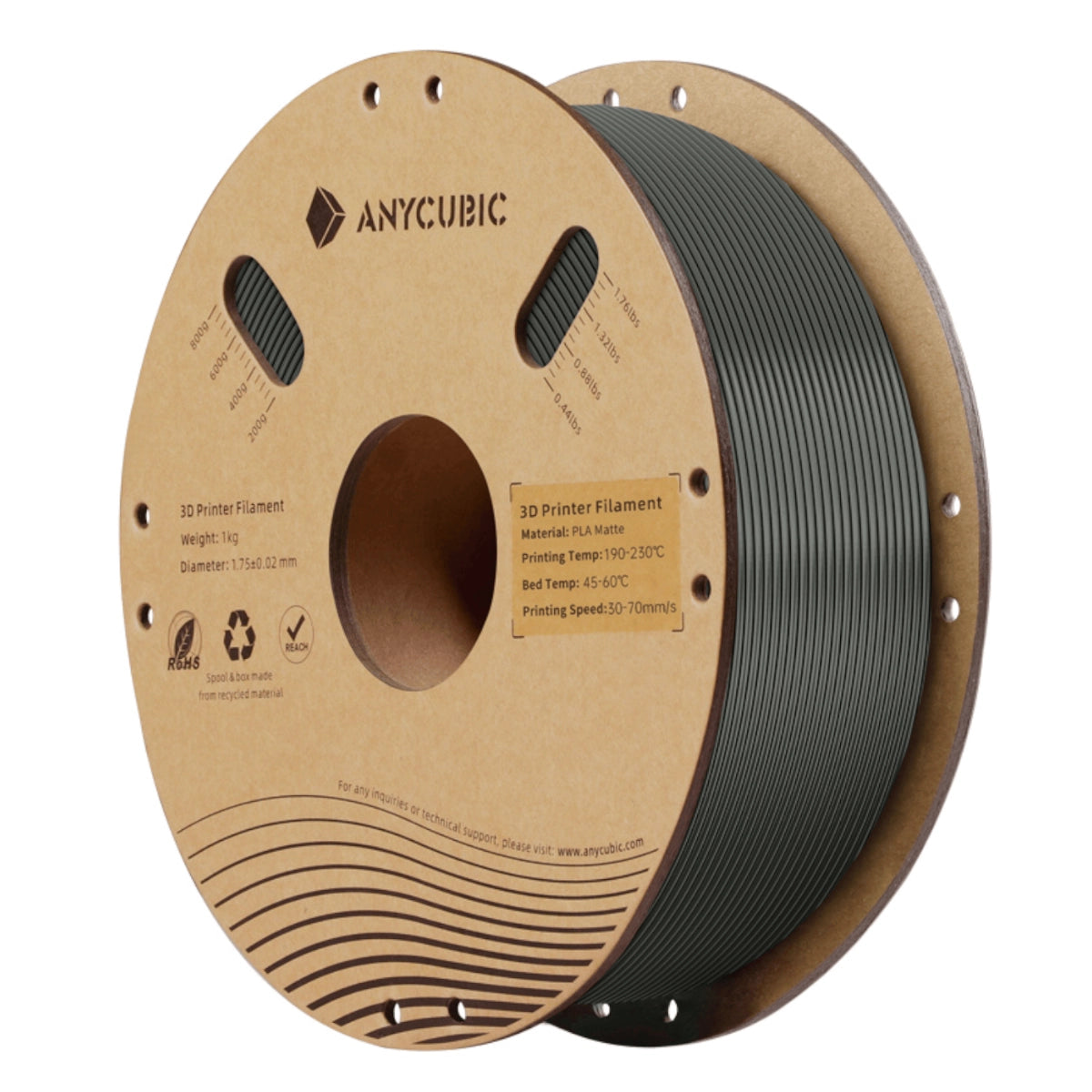 Anycubic PLA Matte Filament 1kg – Black