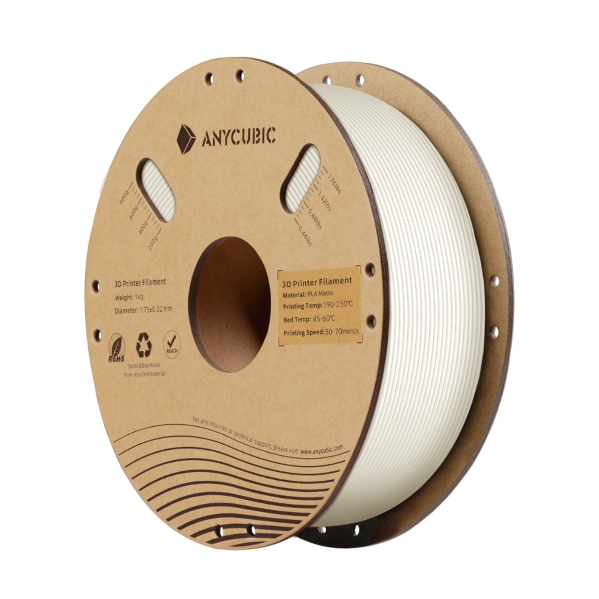 Anycubic PLA Matte Filament 1kg – White