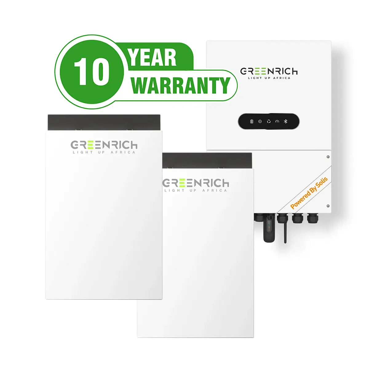 Greenrich 5kW Hybrid Inverter with 2x 4.95kWh Wall Mount Lithium Batteries (10kWh) - Bundle