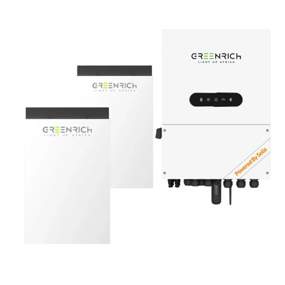 Greenrich 6kW Hybrid Inverter with two 5kWh Wall Mount Lithium Batteries 