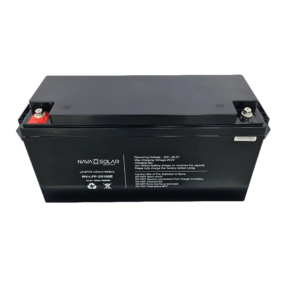 Navasolar 25.6V 100Ah LiFePO4 IP65 Battery Pack 2.56kWh