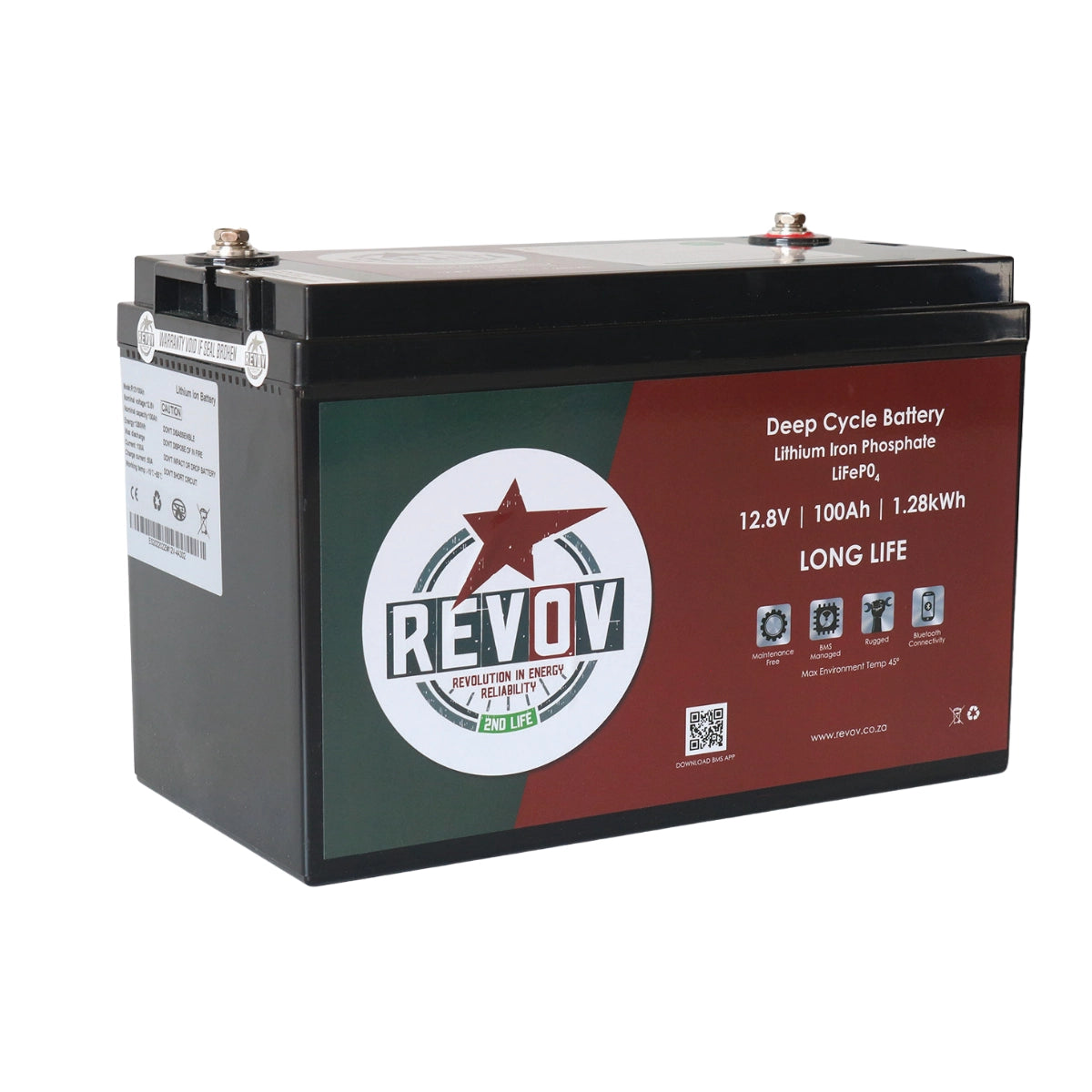 REVOV Lithium Iron Phosphate battery 12.8V 100Ah 1.28kWh