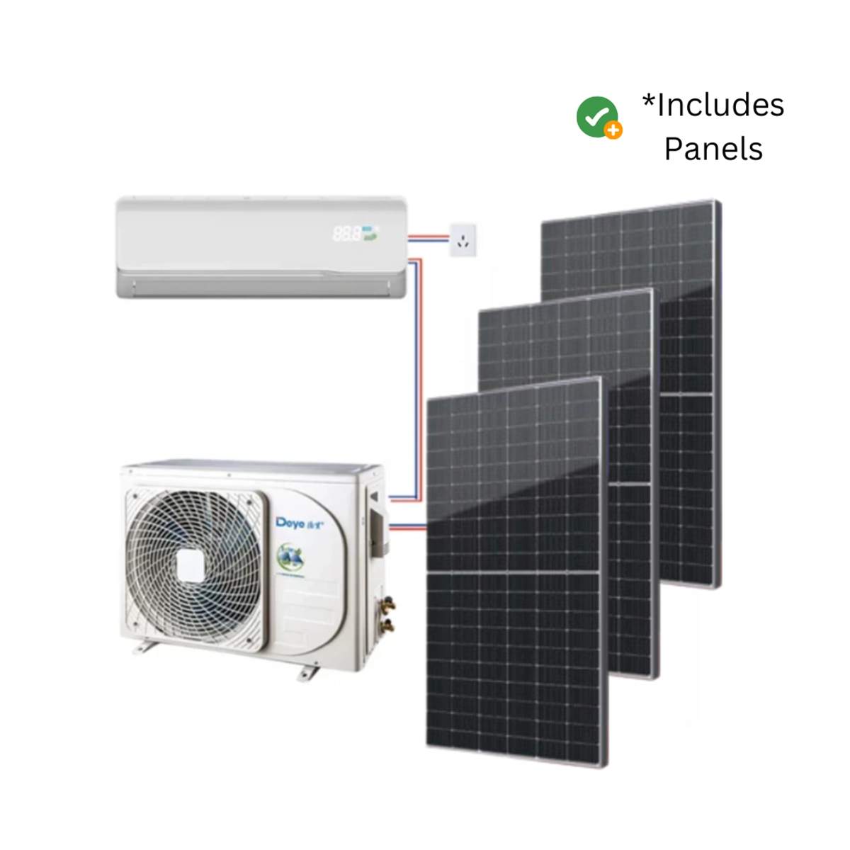 Deye 12000 BTU Solar Air Conditioner With 3x 460W Panels - Bundle