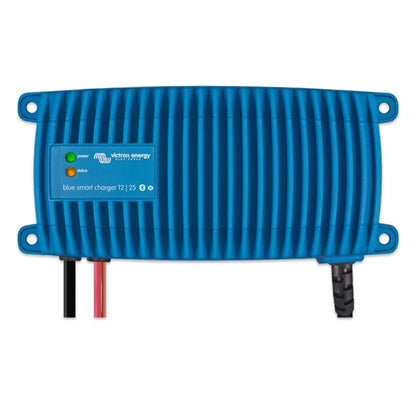 Blue power converter with Victron Energy branding on a white background