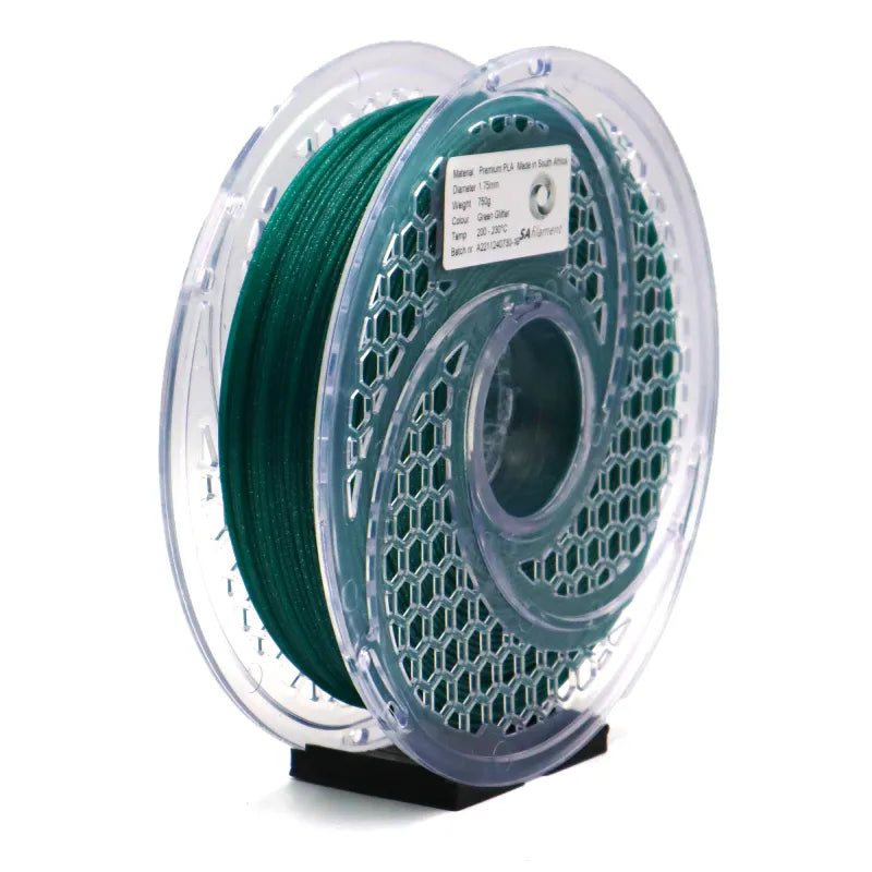 SA Filament | PLA Premium Glitter Green Filament 750g, 1.75mm | Manufactured in South Africa
